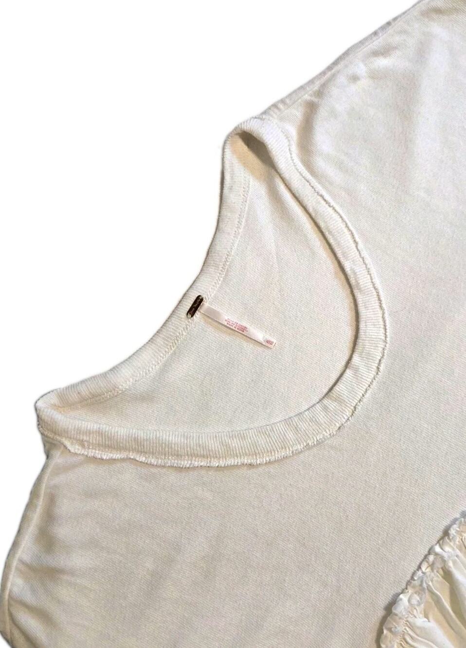 Free People Women’s White Cotton Knit Babydoll Catalina Mini Dress SZ XL